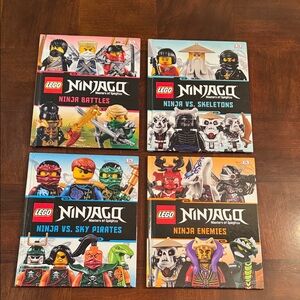 Lego Ninjago Set of 4 Kids Storybook Books Battles Skeletons Sky Pirates Enemies